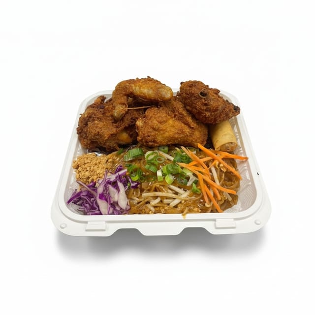 Pad Thai, 4pc Fried Chicken, Egg Roll.