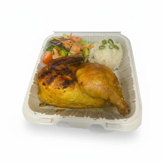 Fried Rice, Half BBQ Chicken, Green Salad