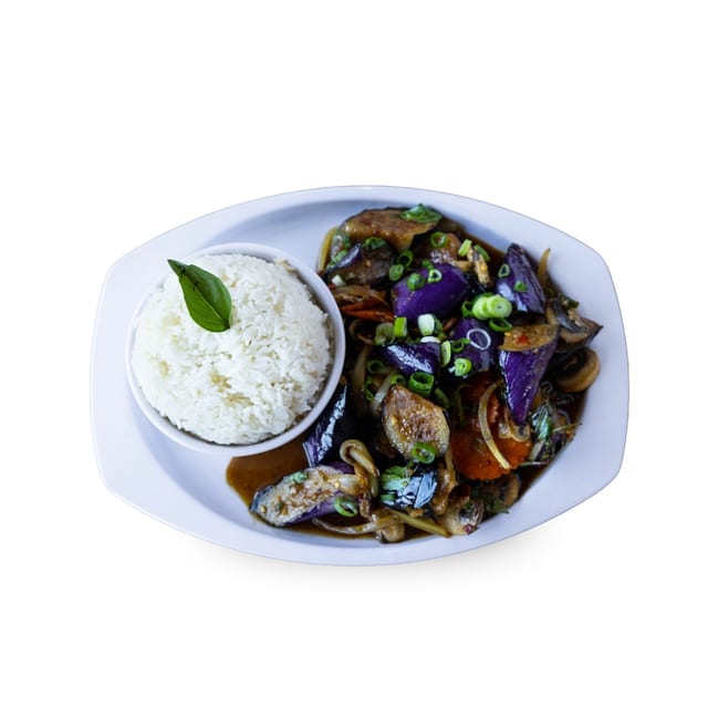Eggplant with Basil & Chili.