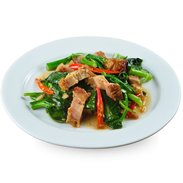 Chinese Broccoli with Crispy Pork.