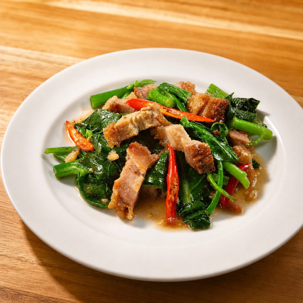 Chinese Broccoli with Crispy Pork.
