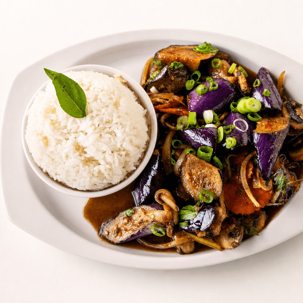 Eggplant with Basil & Chili.