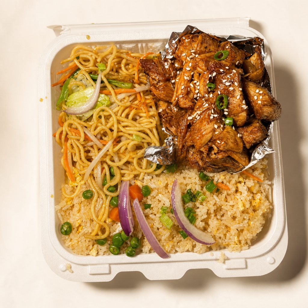 Fried Rice, Chow Mein, Chicken Teriyaki.