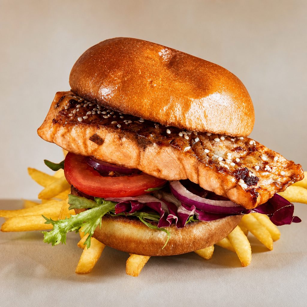 Salmon Teriyaki Sandwich.